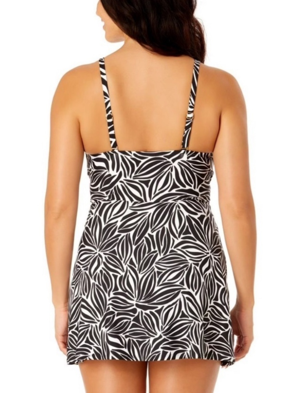 Lands' End Black & White Floral Swimdress - Picture 2 of 2